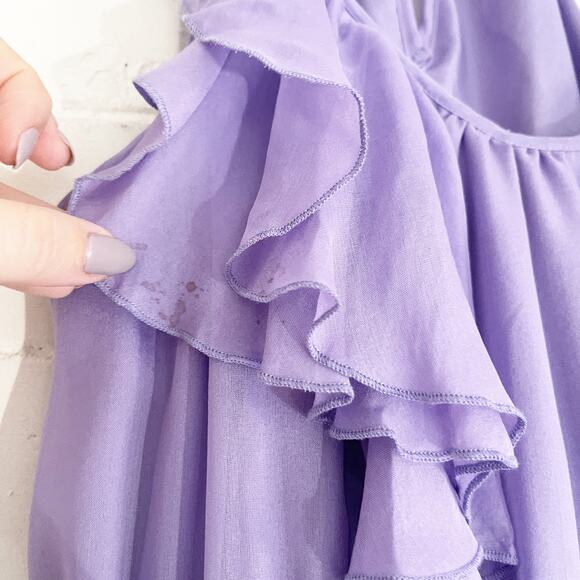 REBECCA TAYLOR Silk Ruffle Dress Purple Small S - Picture 5 of 9